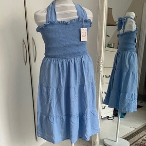 Cute Blue Halter Midi Dress